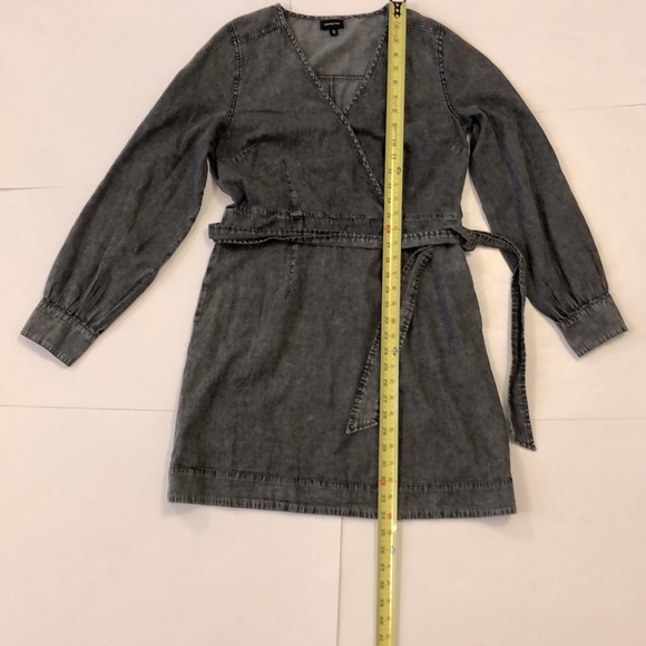 Who What Wear M Dress Grey Denim long sleeve Wrap strap zipper pockets Excellent - Picture 8 of 15